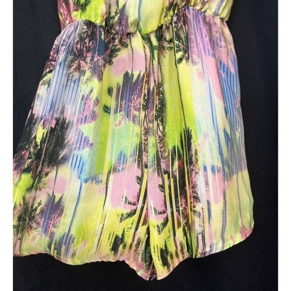Oh My Love London Neon Green Playsuit Romper Women's Size XS Neon Palm Trees - Picture 4 of 7